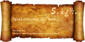 Spalovszky Ákos névjegykártya